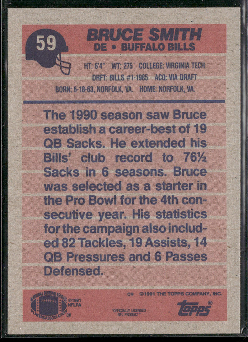 Bruce Smith 1991 Topps #59 Buffalo Bills
