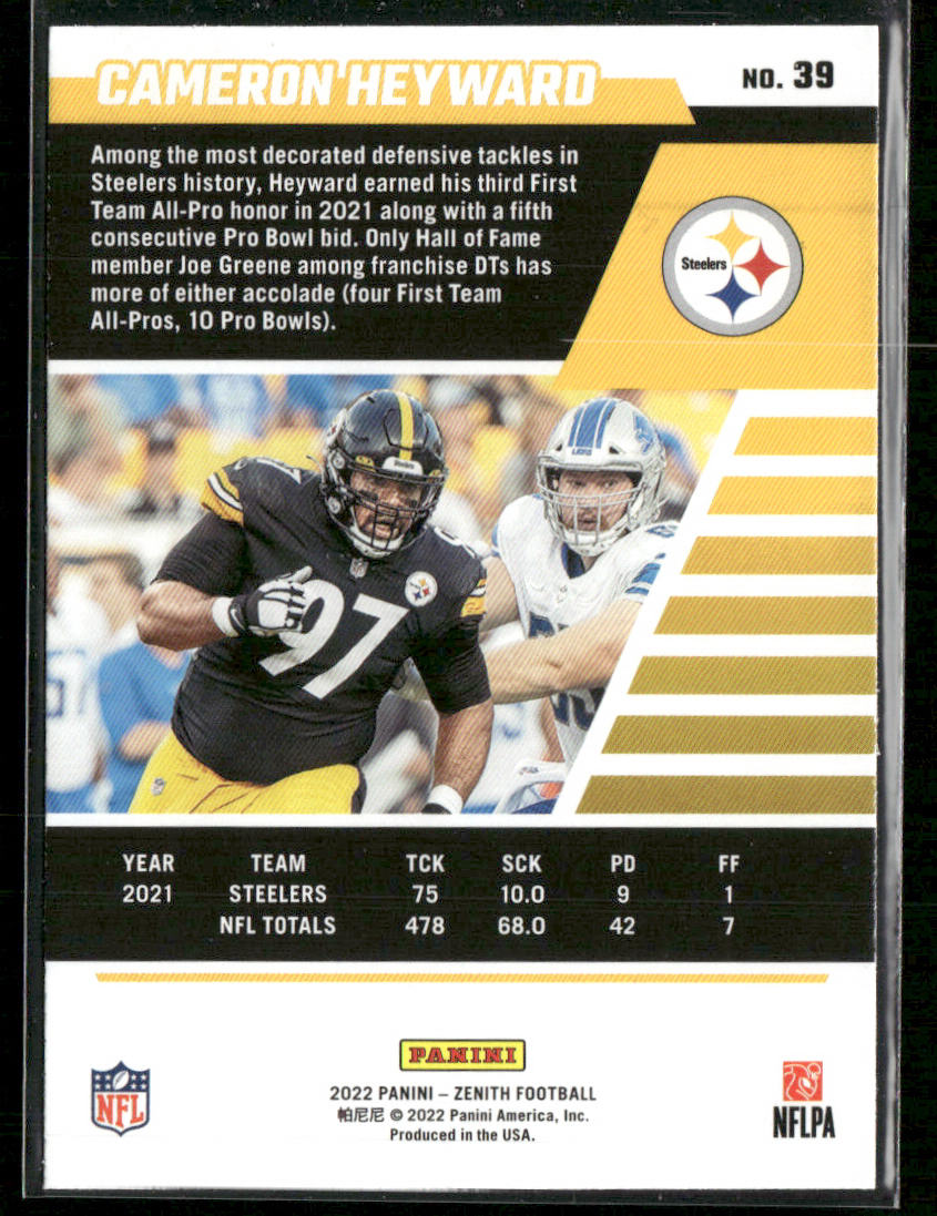 Cameron Heyward 2022 Zenith Retail #39 Pittsburgh Steelers