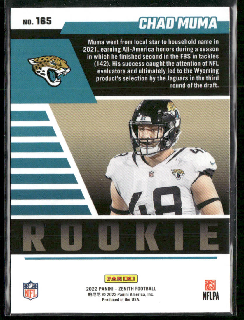 Chad Muma 2022 Zenith Retail #165 RC Jacksonville Jaguars
