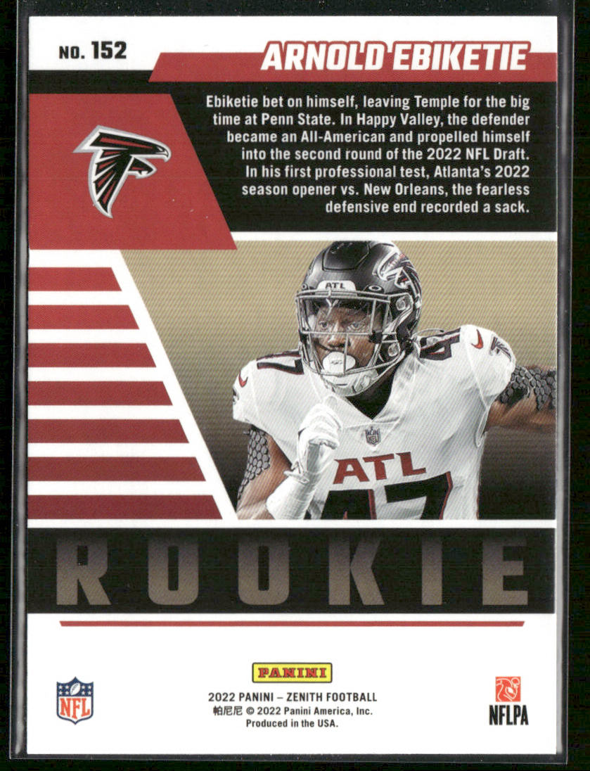 Arnold Ebiketie 2022 Zenith Retail #152 RC Atlanta Falcons