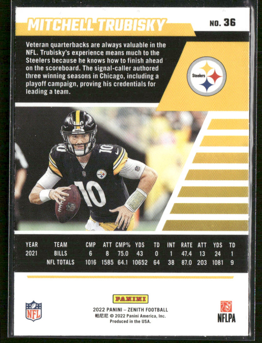 Mitchell Trubisky 2022 Zenith Retail #36 Pittsburgh Steelers