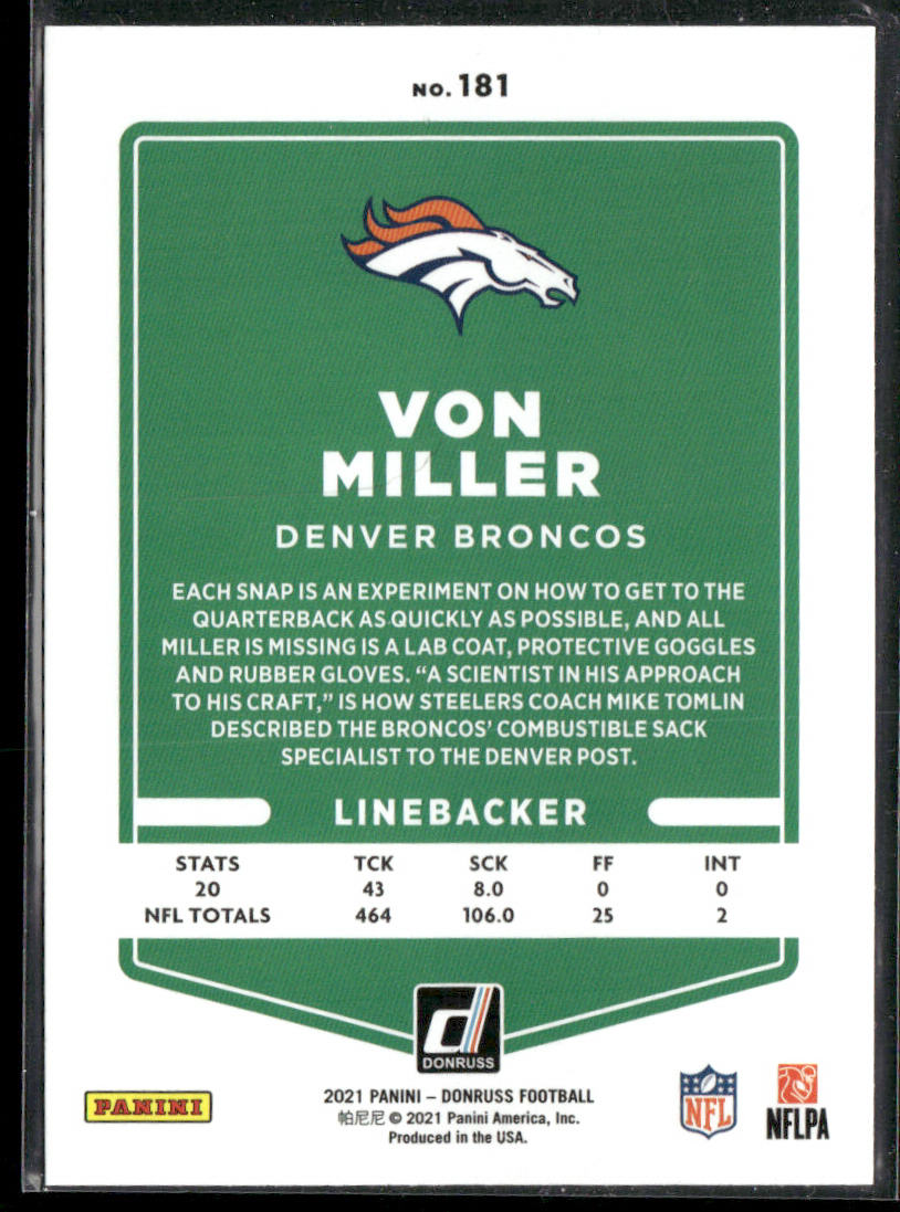 Von Miller 2021 Donruss #181 Denver Broncos