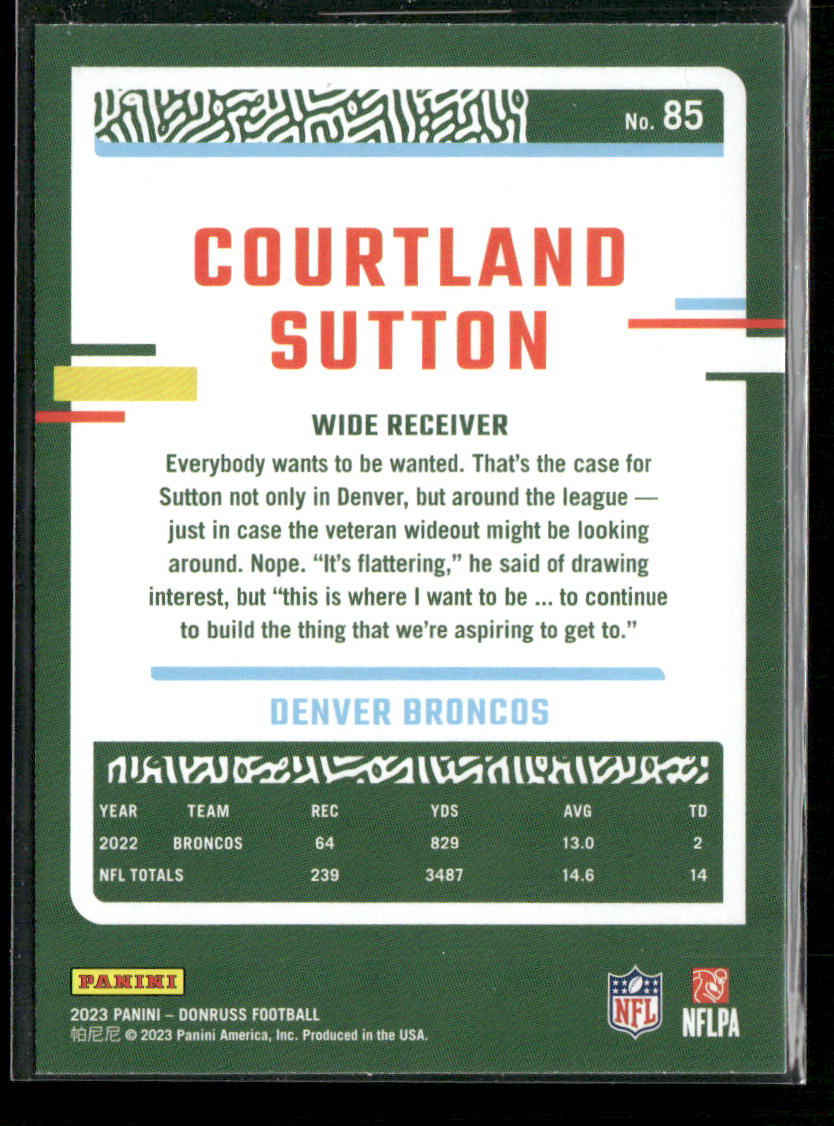 Courtland Sutton 2023 Donruss #85 Denver Broncos