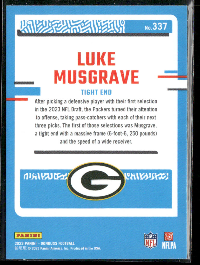 Luke Musgrave 2023 Donruss #337 RC Green Bay Packers
