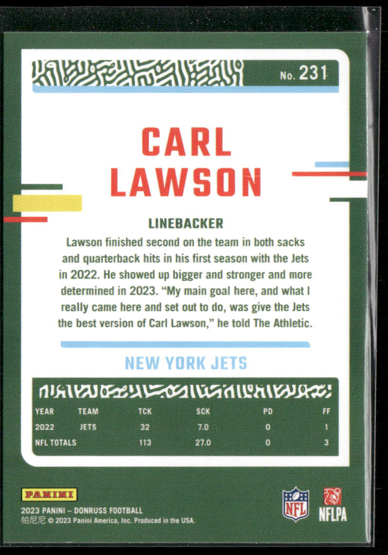 Carl Lawson 2023 Donruss #231 New York Jets
