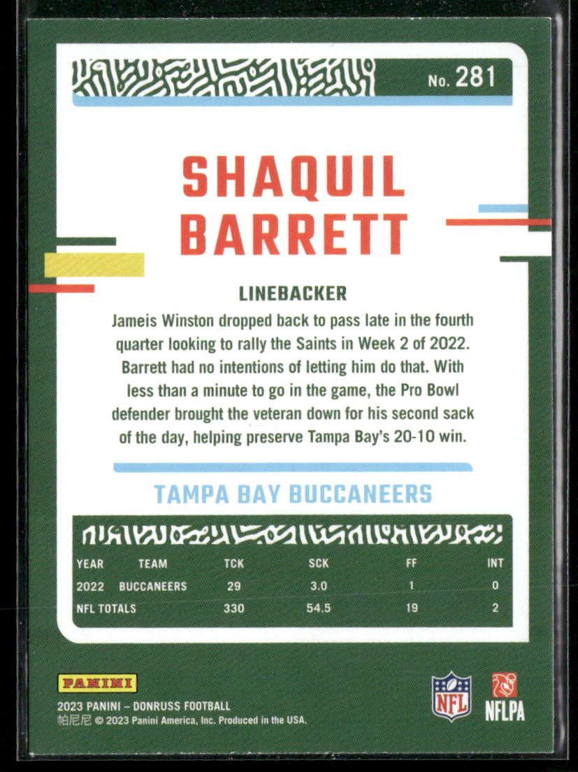 Shaquil Barrett 2023 Donruss #281 Tampa Bay Buccaneers