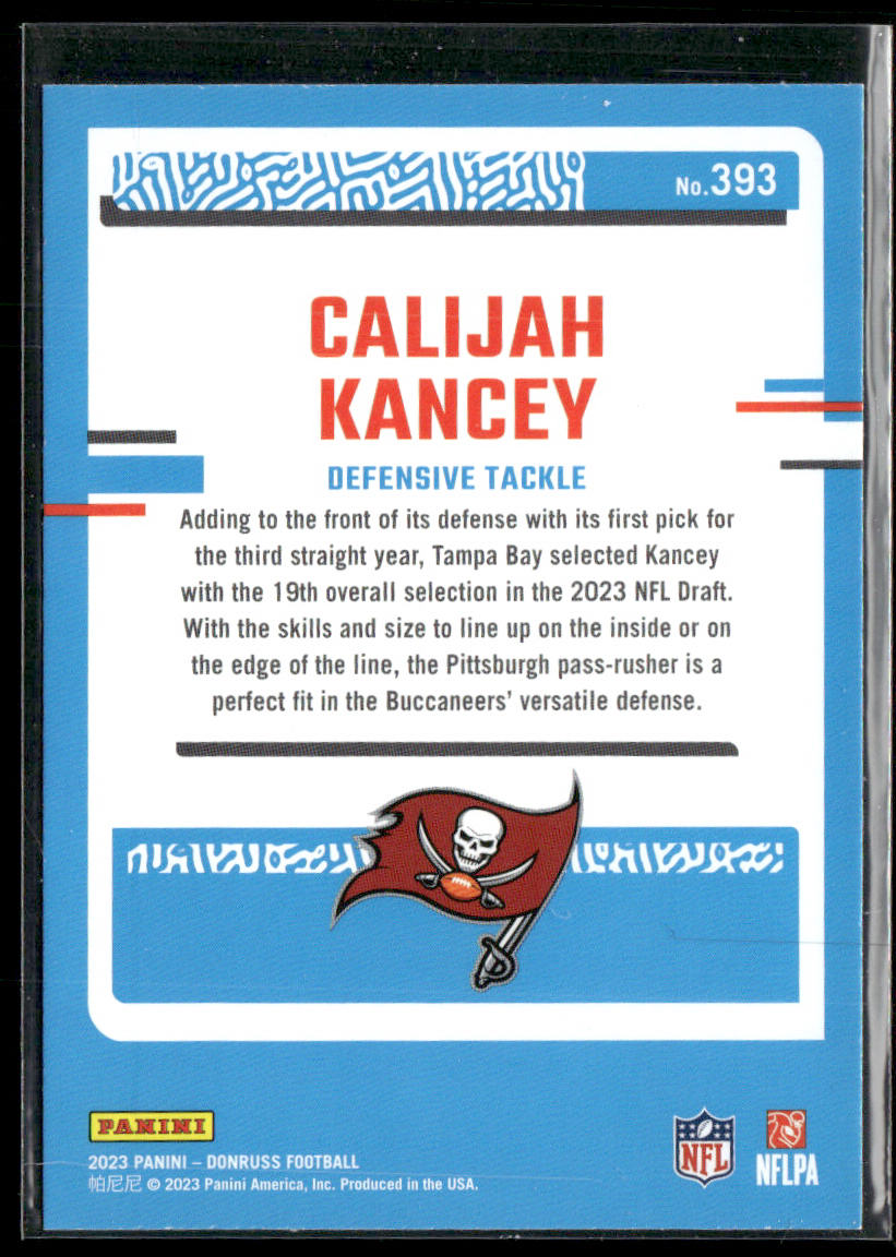 Calijah Kancey 2023 Donruss #393 RC Tampa Bay Buccaneers