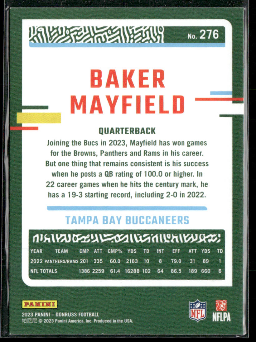 Baker Mayfield 2023 Donruss #276 Tampa Bay Buccaneers