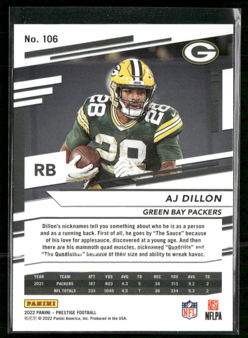 AJ Dillon 2022 Panini Prestige #106 Green Bay Packers