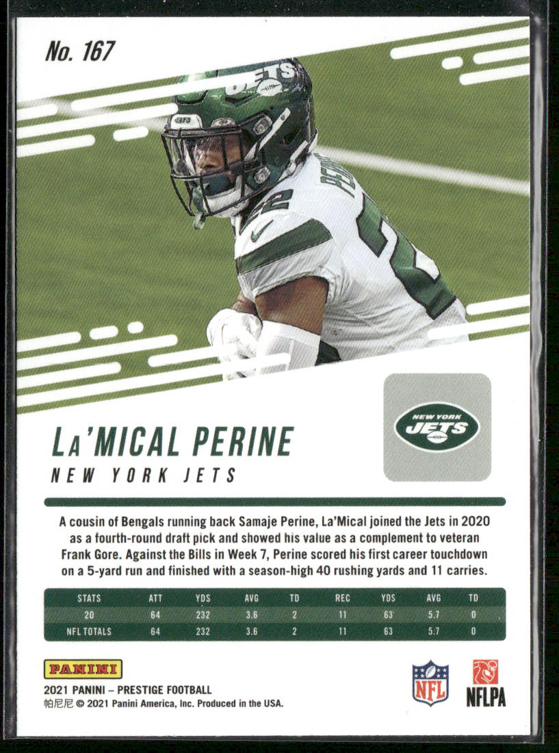 La'Mical Perine 2021 Panini Prestige #167 New York Jets