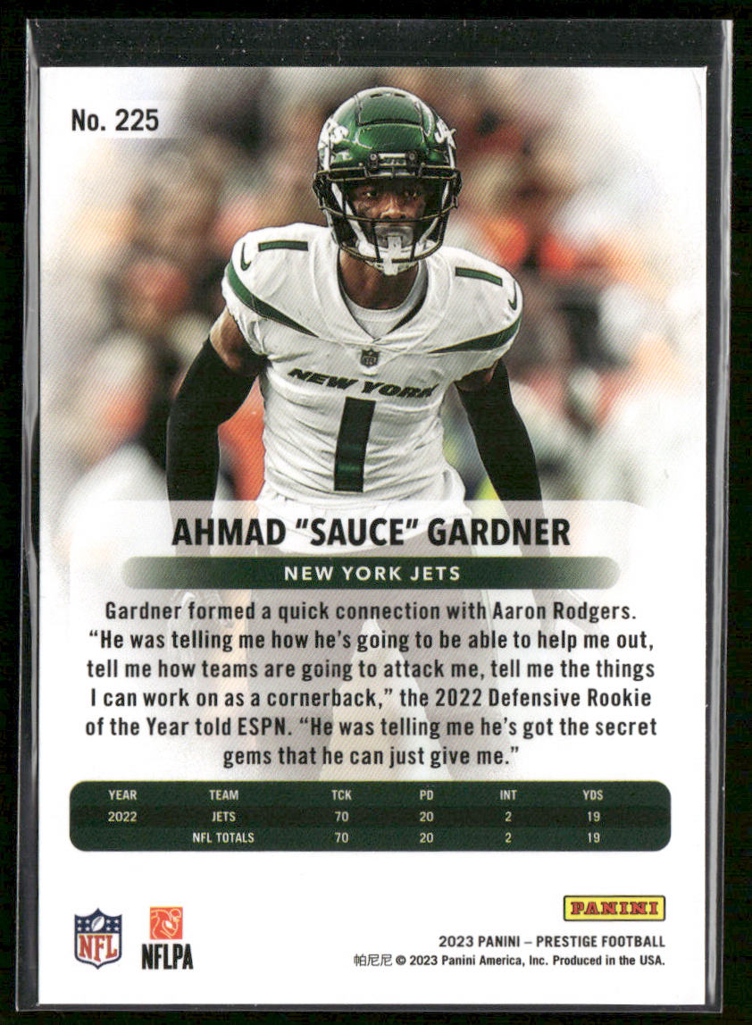 Ahmad "Sauce" Gardner 2023 Panini Prestige #225 New York Jets