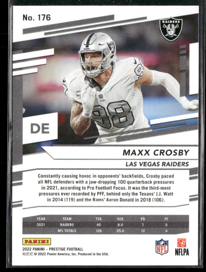 Maxx Crosby 2022 Panini Prestige #176 Las Vegas Raiders