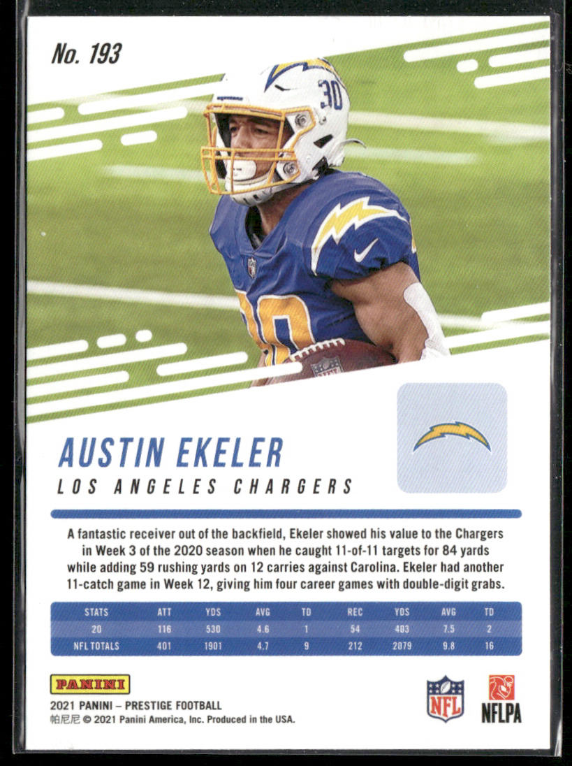 Austin Ekeler 2021 Panini Prestige #193 Los Angeles Chargers