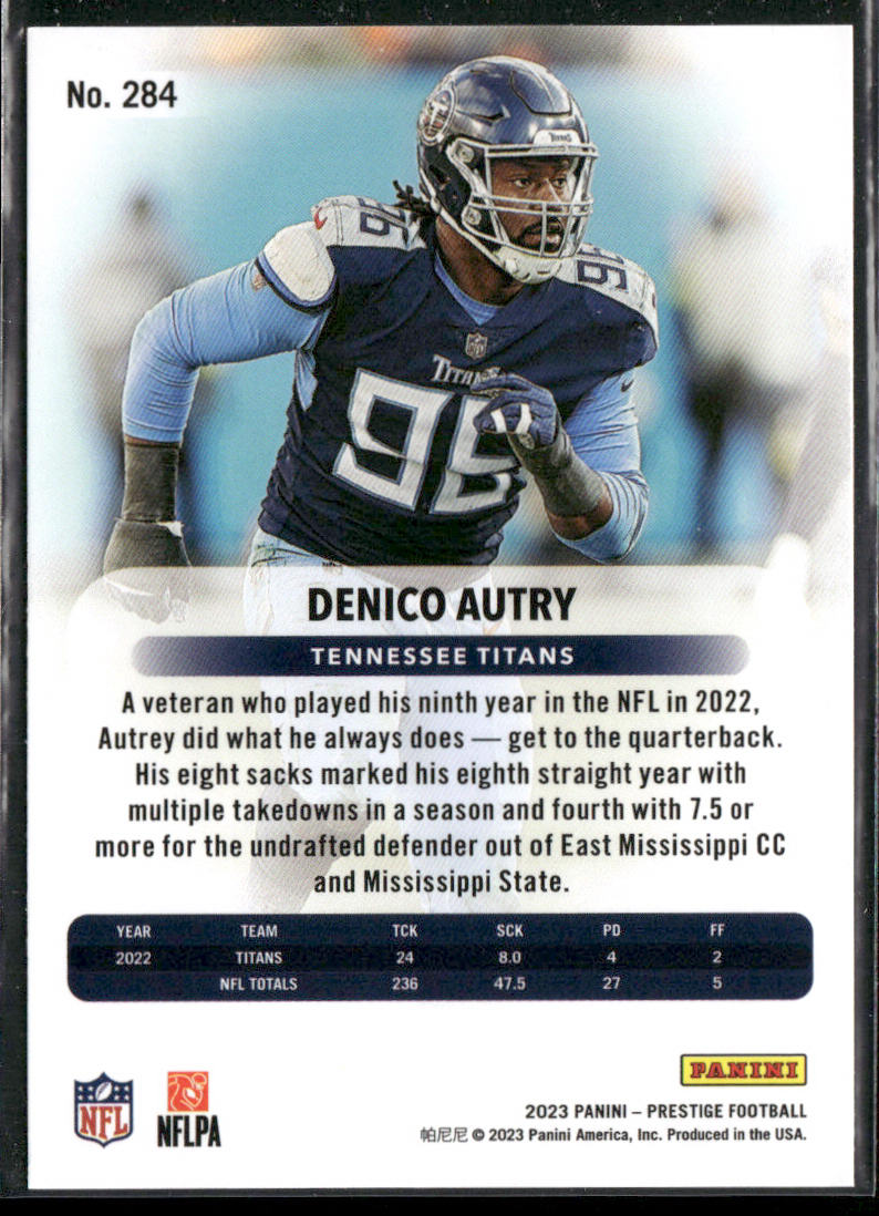 Denico Autry 2023 Panini Prestige #284 Tennessee Titans