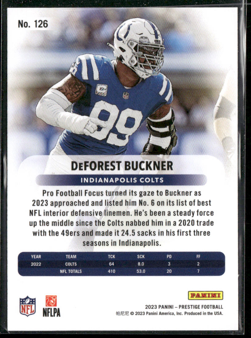 DeForest Buckner 2023 Panini Prestige #126 Indianapolis Colts