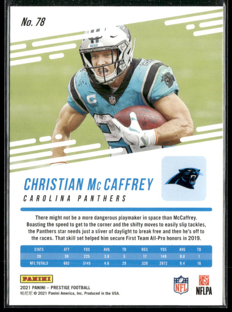 Christian McCaffrey 2021 Panini Prestige #78 Carolina Panthers
