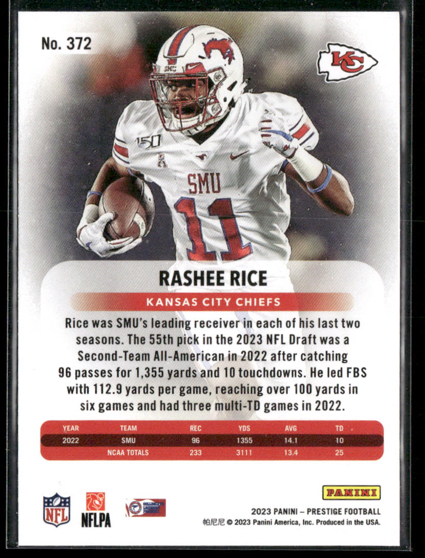 Rashee Rice 2023 Panini Prestige #372 RC Kansas City Chiefs