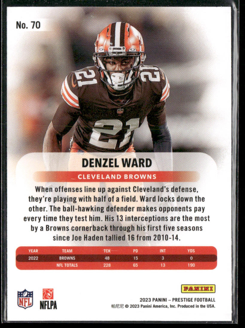 Denzel Ward 2023 Panini Prestige #70 Cleveland Browns