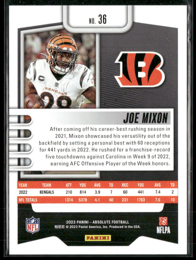 Joe Mixon 2023 Panini Absolute Retail #36 Cincinnati Bengals