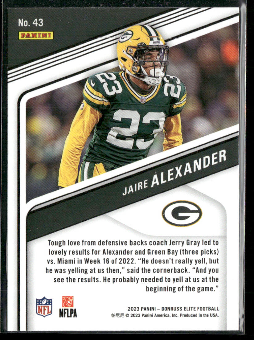 Jaire Alexander 2023 Donruss Elite #43 Green Bay Packers