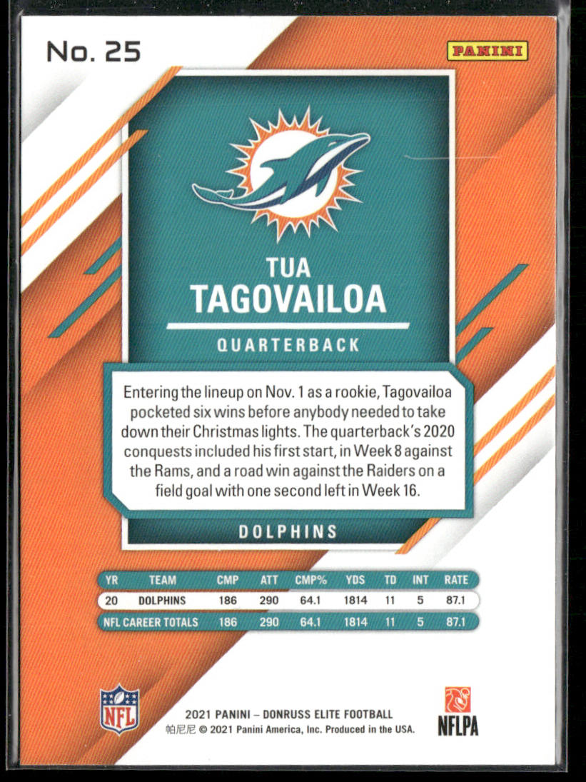 Tua Tagovailoa 2021 Donruss Elite #25 Miami Dolphins