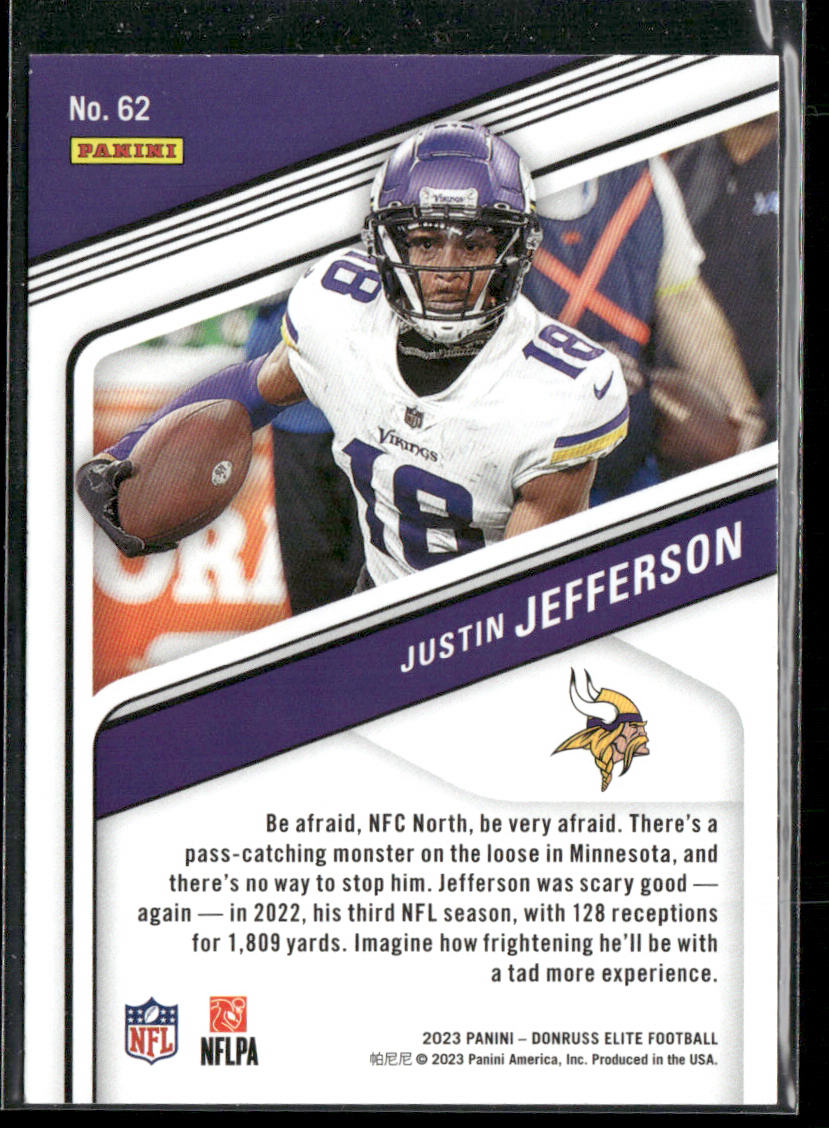 Justin Jefferson 2023 Donruss Elite #62 Minnesota Vikings