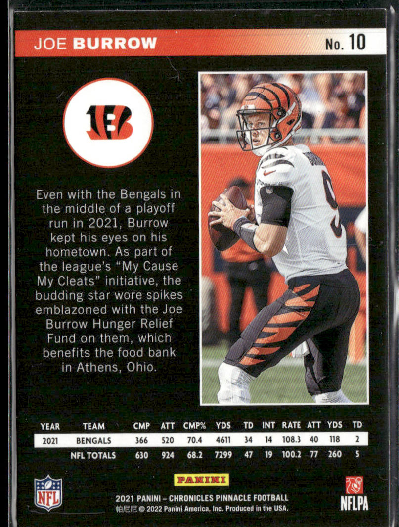Joe Burrow 2021 Panini Chronicles Pinnacle #10 Cincinnati Bengals