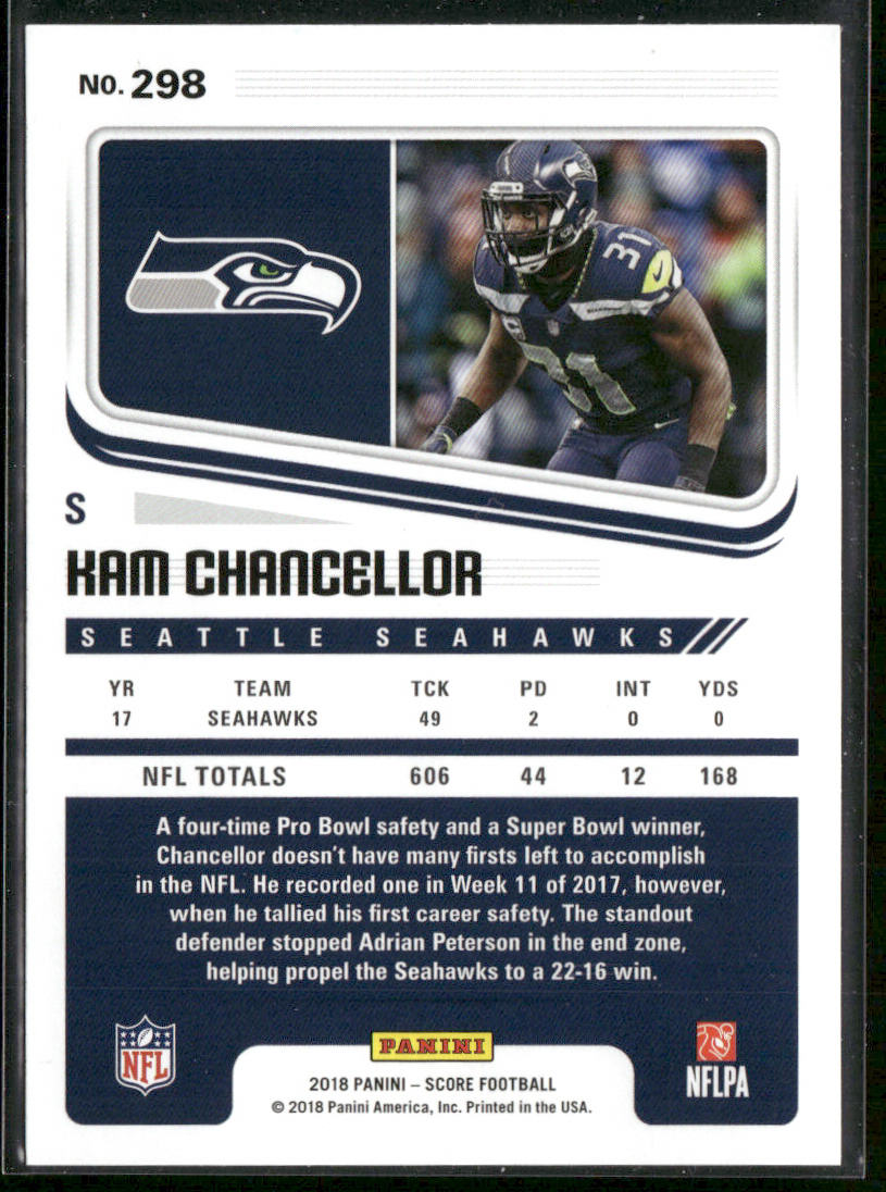 Kam Chancellor 2018 Score #298 Seattle Seahawks
