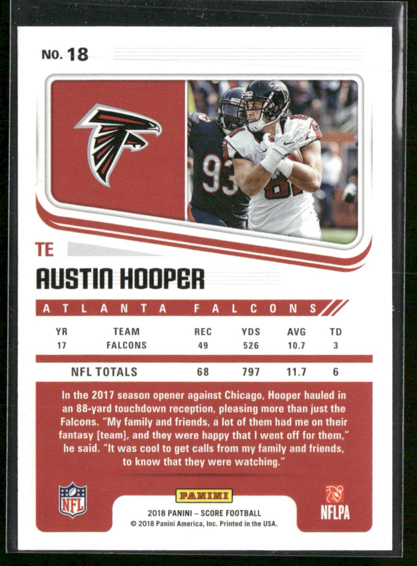 Austin Hooper 2018 Score #18 Atlanta Falcons