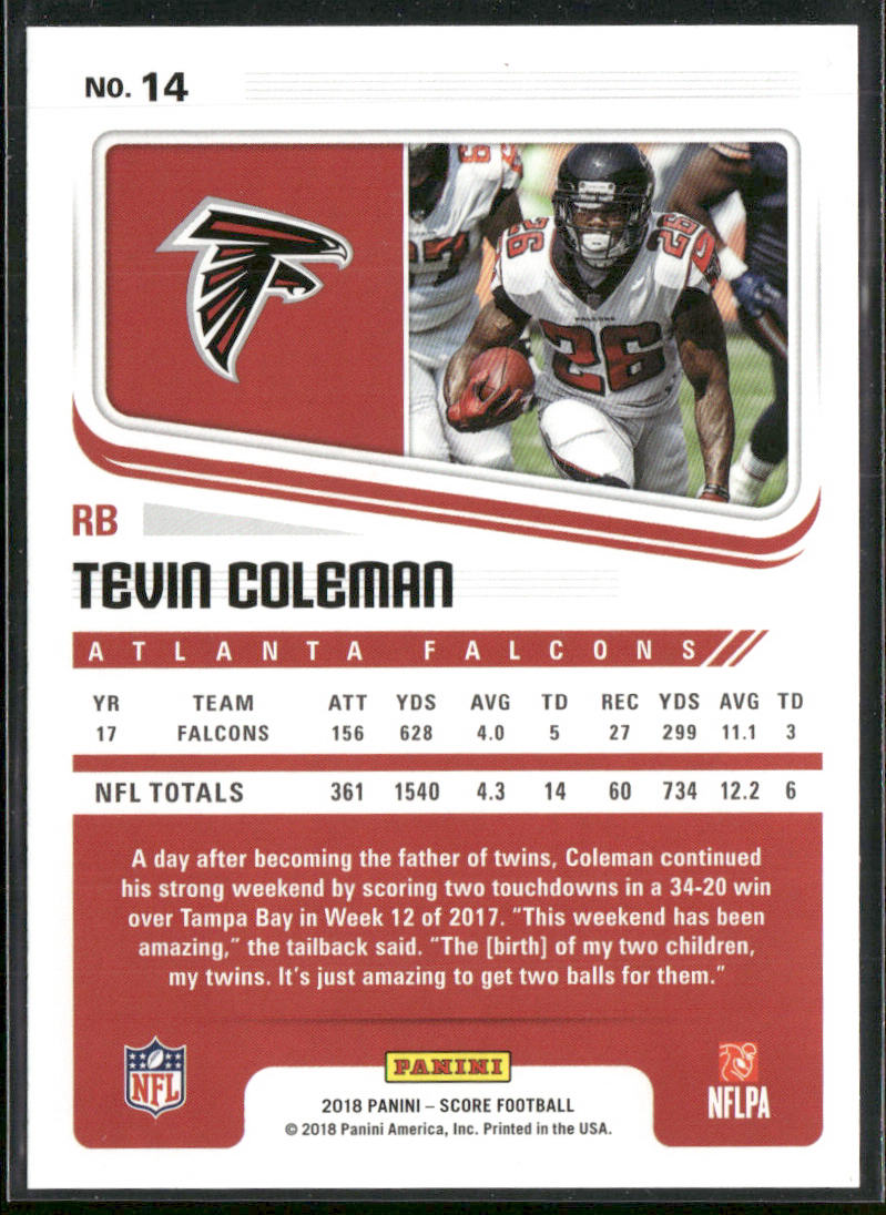 Tevin Coleman 2018 Score #14 Atlanta Falcons