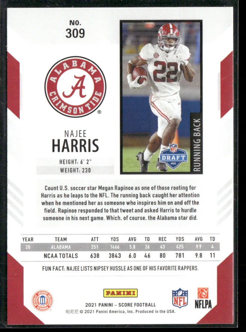 Najee Harris 2021 Score #309 RC Alabama Crimson Tide