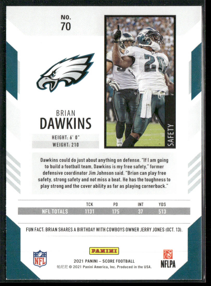 Brian Dawkins 2021 Score #70 Philadelphia Eagles