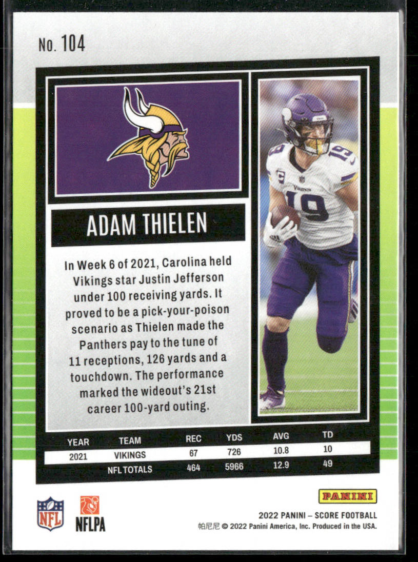 Adam Thielen 2022 Score #104 Minnesota Vikings