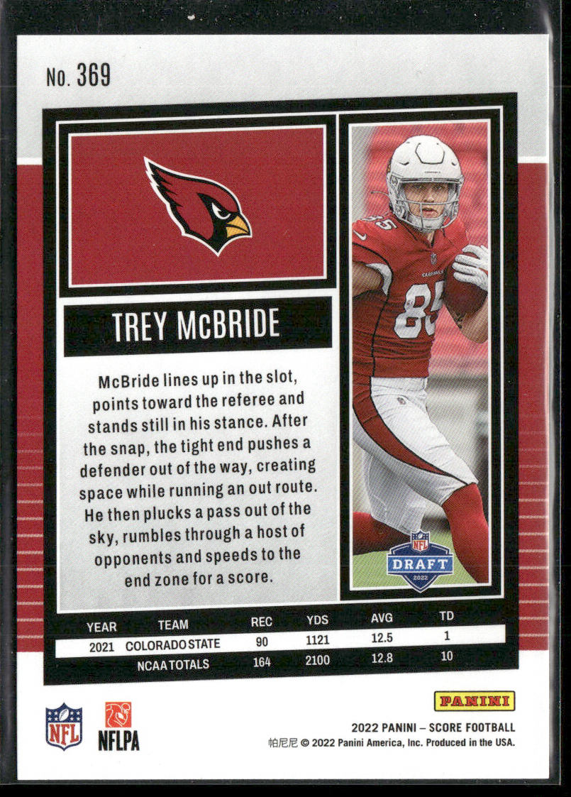 Trey McBride 2022 Score #369 RC Arizona Cardinals