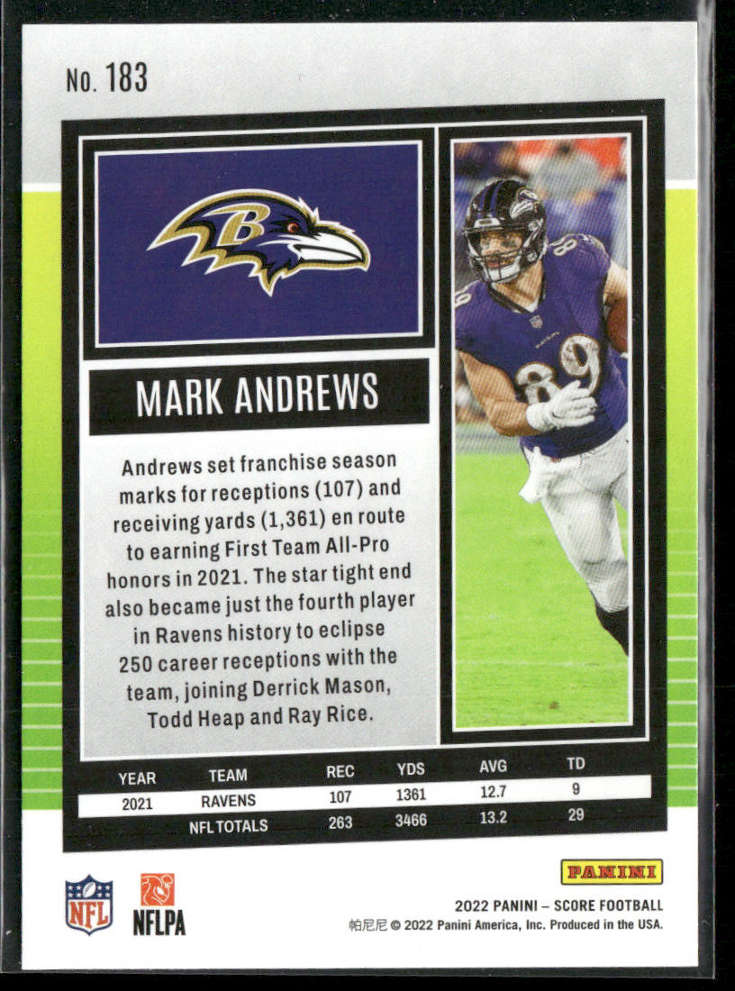 Mark Andrews 2022 Score #183 Baltimore Ravens