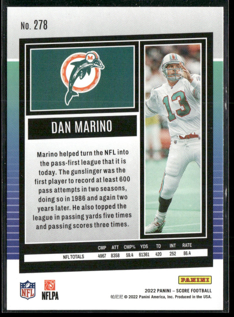 Dan Marino 2022 Score #278 Miami Dolphins
