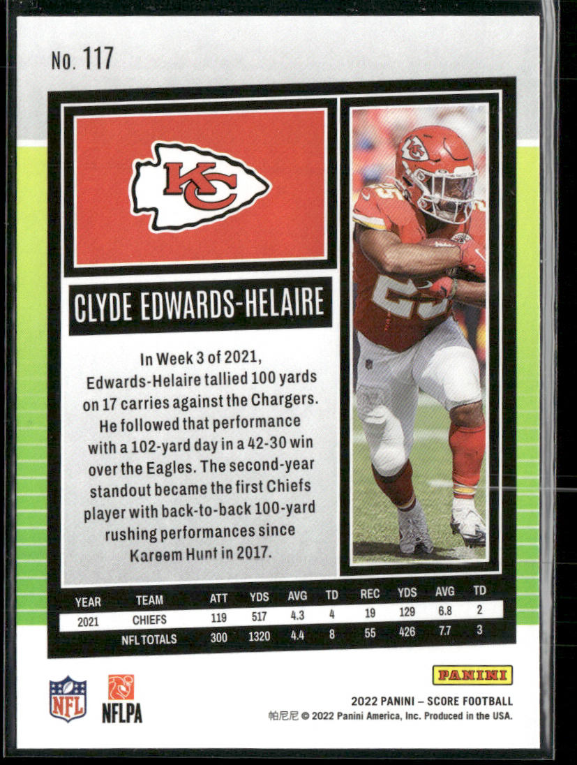 Clyde Edwards-Helaire 2022 Score #117 Kansas City Chiefs