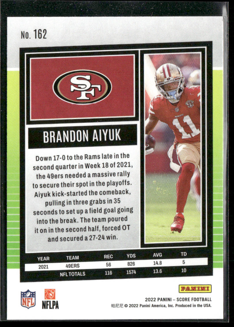 Brandon Aiyuk 2022 Score #162 San Francisco 49ers