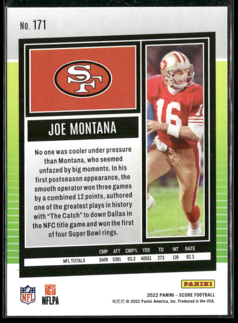 Joe Montana 2022 Score #171 San Francisco 49ers