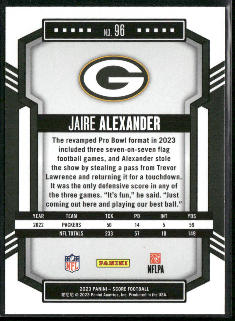 Jaire Alexander 2023 Score #96 Green Bay Packers