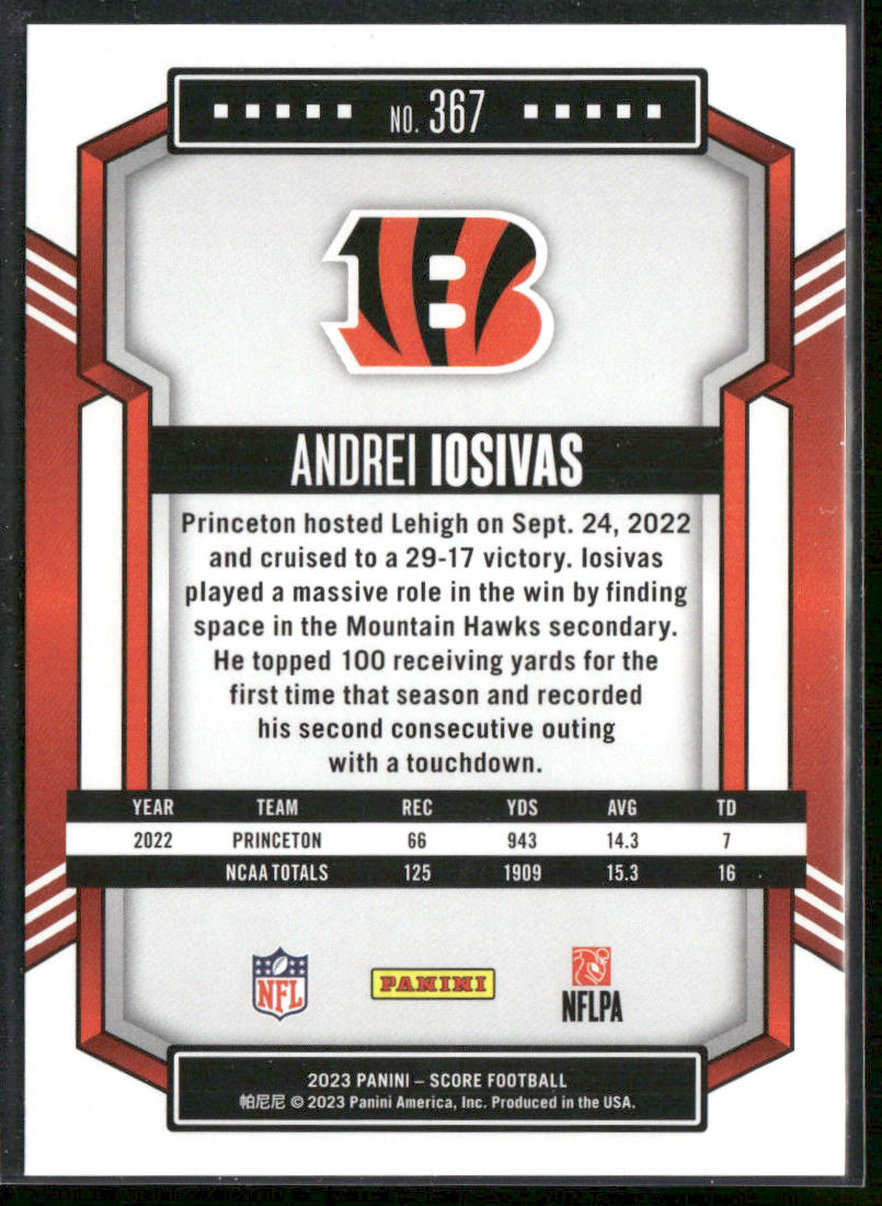 Andrei Iosivas 2023 Score #367 RC Cincinnati Bengals