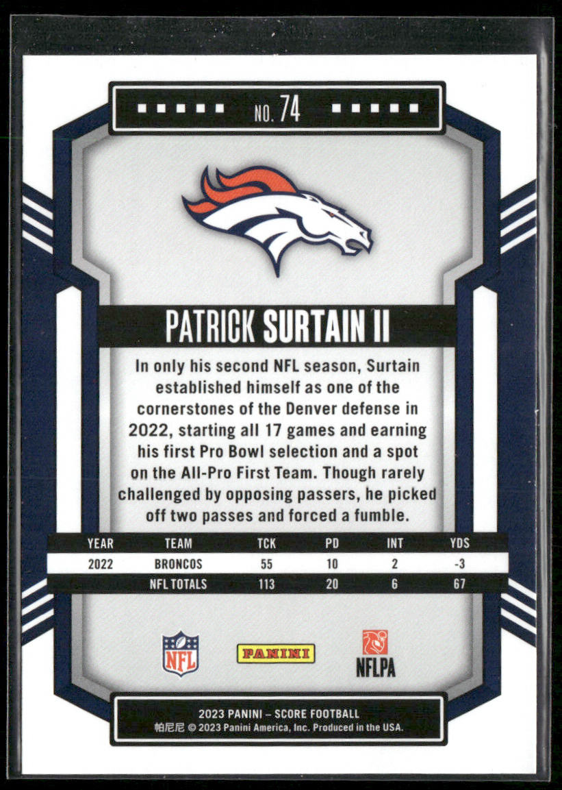 Patrick Surtain II 2023 Score #74 Denver Broncos