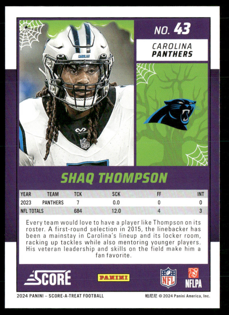 Shaq Thompson 2024 Score-A-Treat A-Treat - Green Bats #43 Carolina Panthers