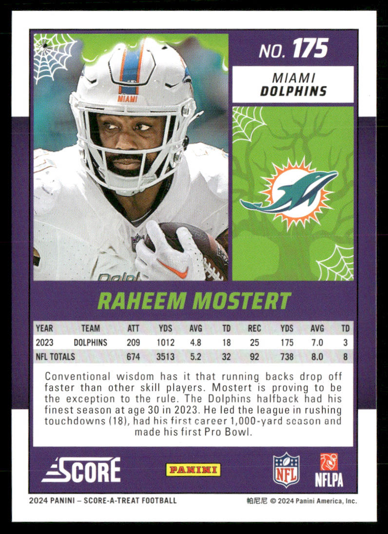 Raheem Mostert 2024 Score-A-Treat A-Treat - Green Bats #175 Miami Dolphins