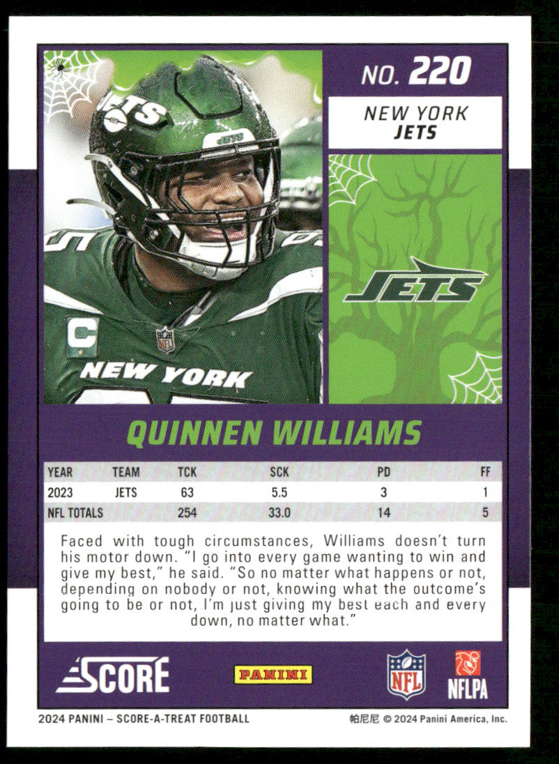 Quinnen Williams 2024 Score-A-Treat #220 New York Jets
