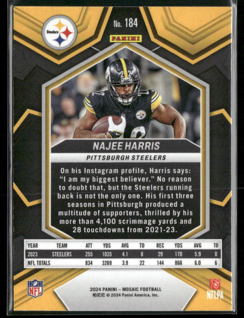 Najee Harris 2024 Panini Mosaic #184 Pittsburgh Steelers