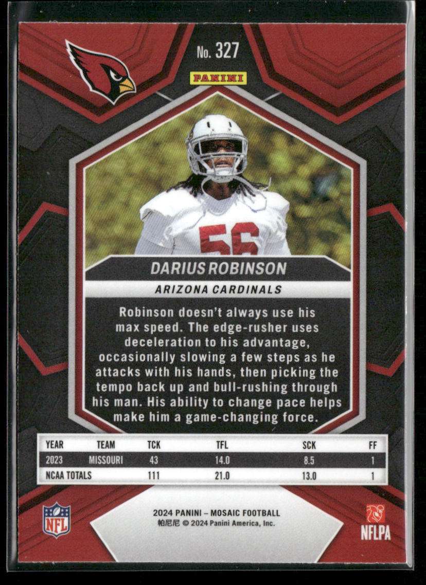 Darius Robinson 2024 Panini Mosaic #327 RC Arizona Cardinals