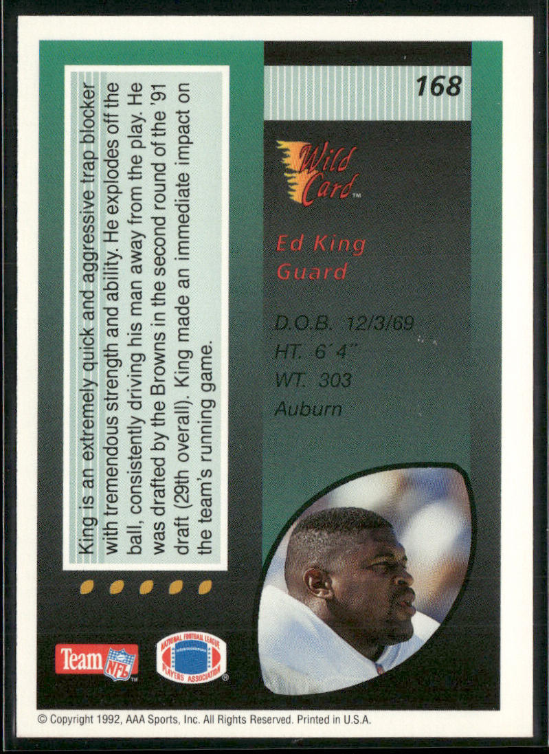 Ed King 1992 Wild Card #168 Cleveland Browns