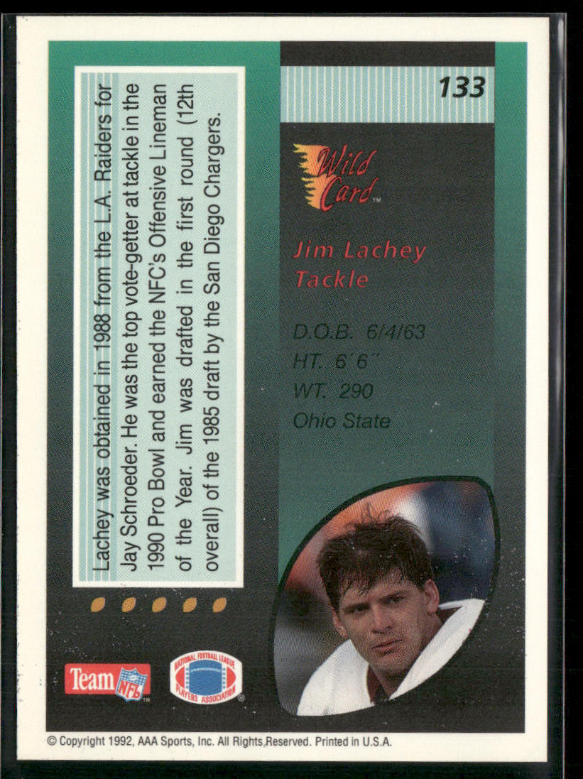 Jim Lachey 1992 Wild Card #133 Washington Redskins