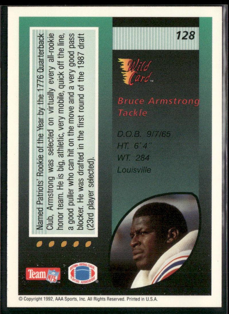 Bruce Armstrong 1992 Wild Card #128 New England Patriots